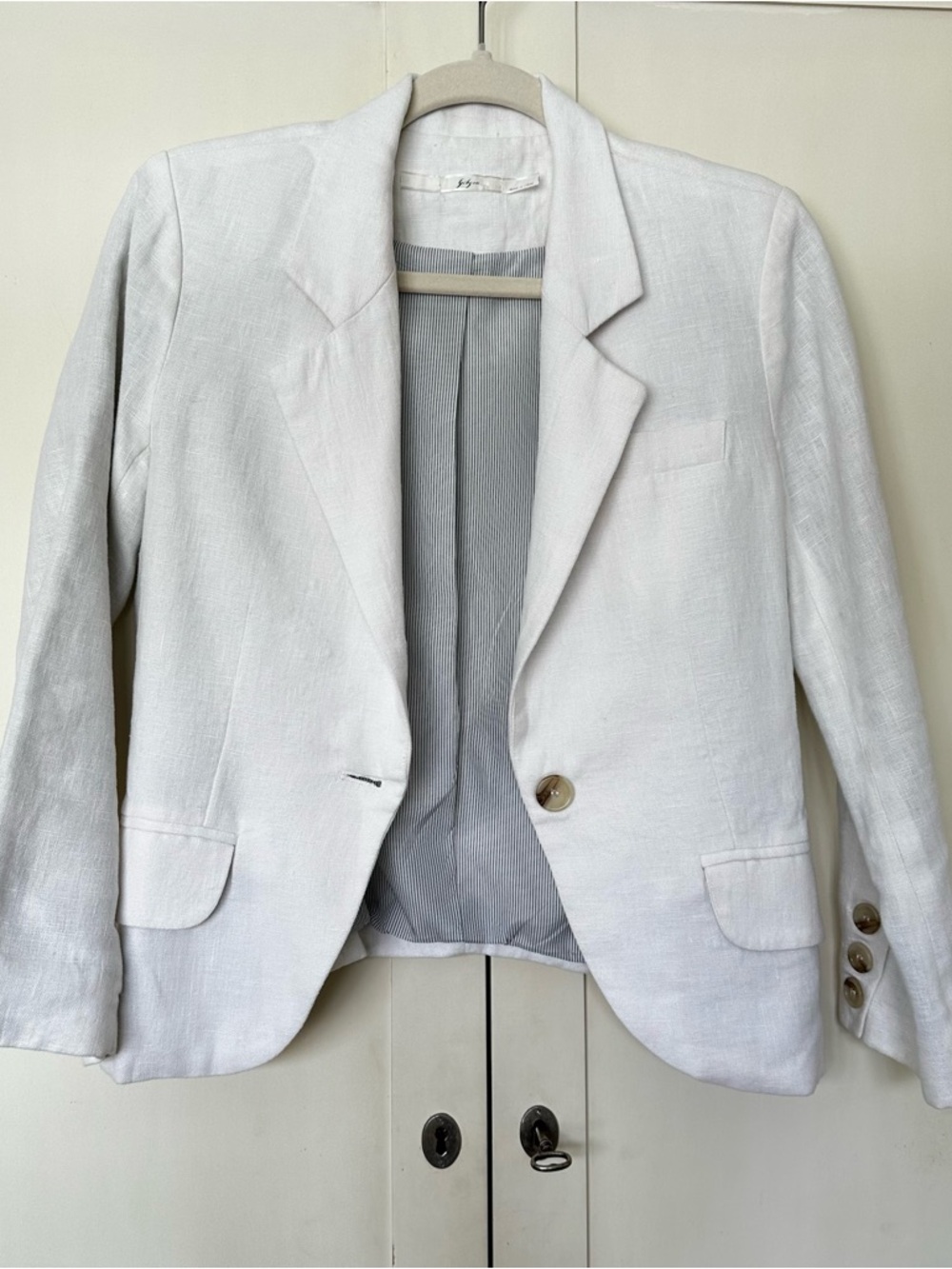 Gibson White Blazer 100% Linen Women's Jacket Size XS Button Front Lined